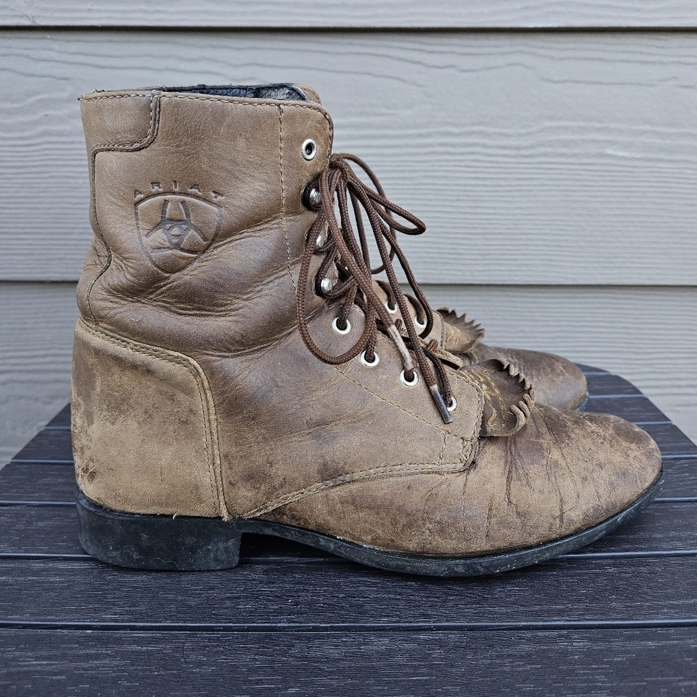 Ariat ATS Heritage Lacer II Brown Leather Lace Up Western Boots Womens 9 Vintage